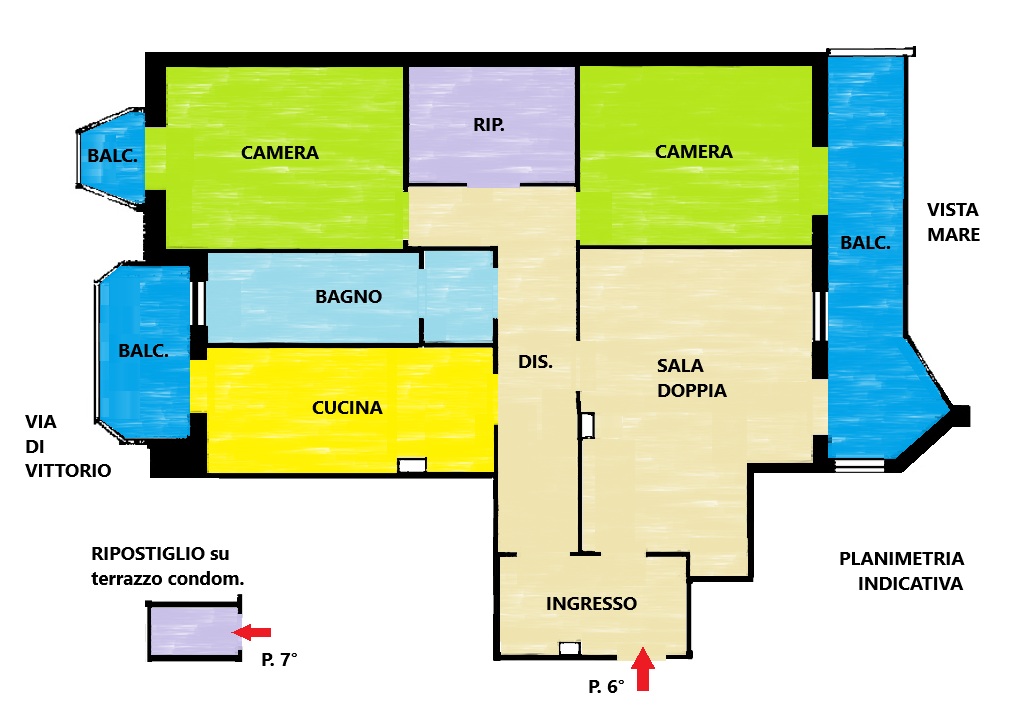 Planimetria Appartamento in Vendita in VIA G. DI VITTORIO,151 - Manfredonia