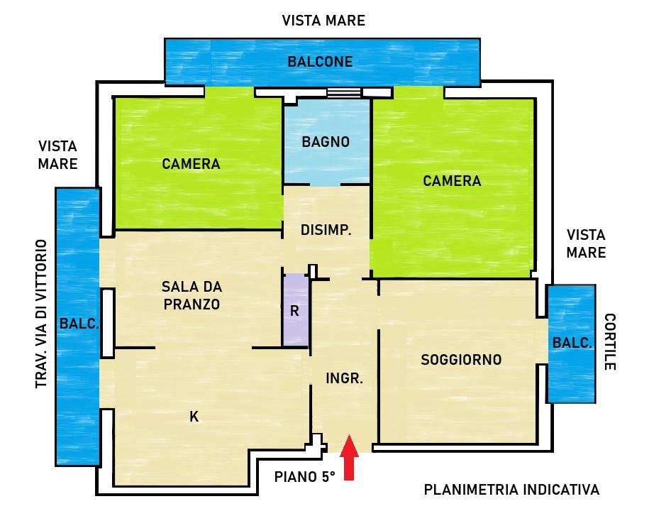 Planimetria Appartamento in Vendita in VIA DI VITTORIO,21d - Manfredonia