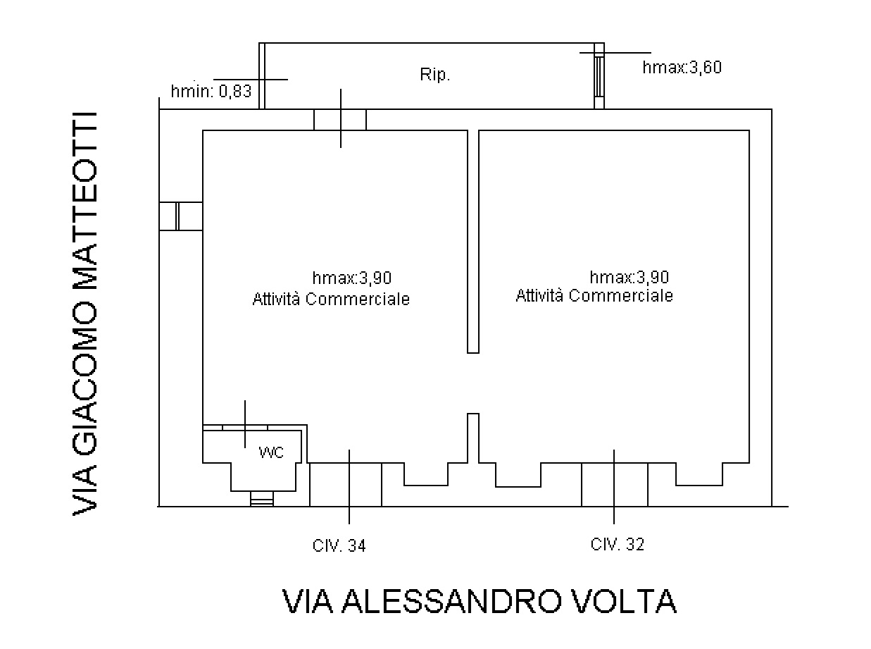 Planimetria Locale commerciale in Vendita in via Volta,32 - Manfredonia